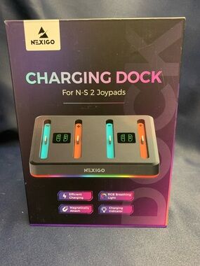 NexiGo Charging Dock for N-S 2 Joypads - Black with RGB Accents